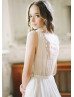 Boat Neck Beaded Ivory Lace Chiffon Wedding Dress